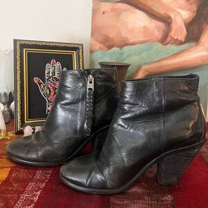 ALL SAINTS Black Leather Heeled Ankle Boots
